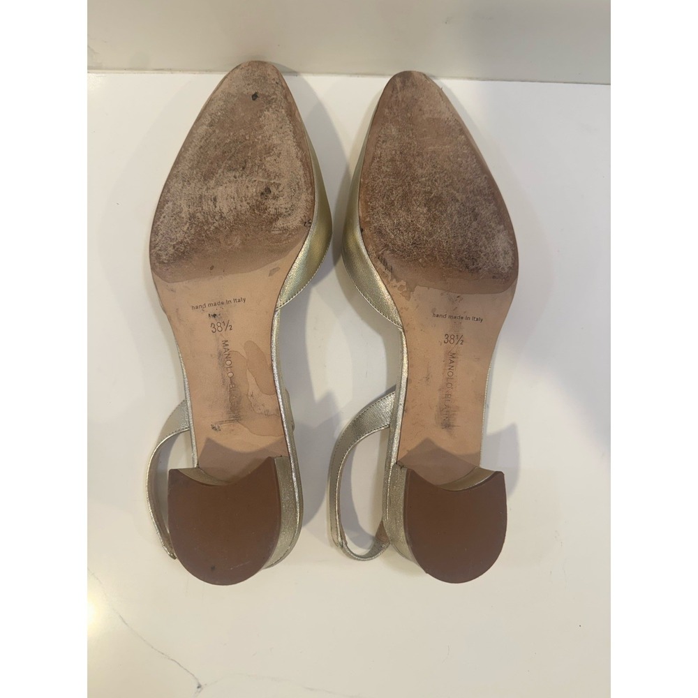 Manolo Blahnik Carolyne d'Orsay Silver sling back pumps 38.5 - Picture 5 of 6